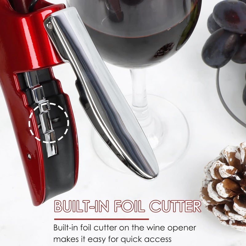 KAYCROWN Wine Bottle Opener, Vertical Lever Corkscrew with Built in Foil Cutter Design, Manual Handheld Corkscrew with Ergonomic Lever Pump - Image 5